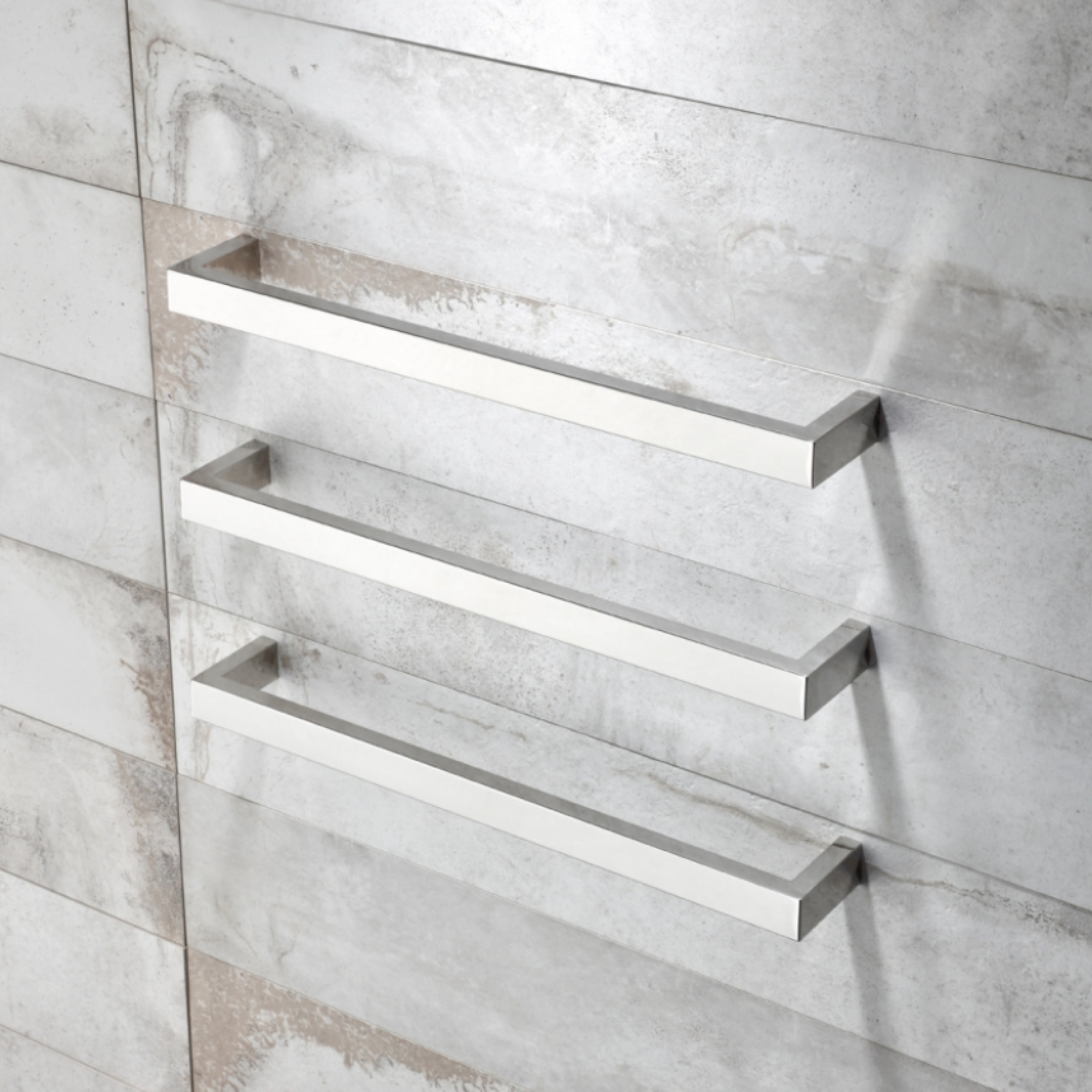 HEIRLOOM STRATA STUDIO 1 HEATED SINGLE TOWEL RAIL BRUSHED STAINLESS STEEL 632MM