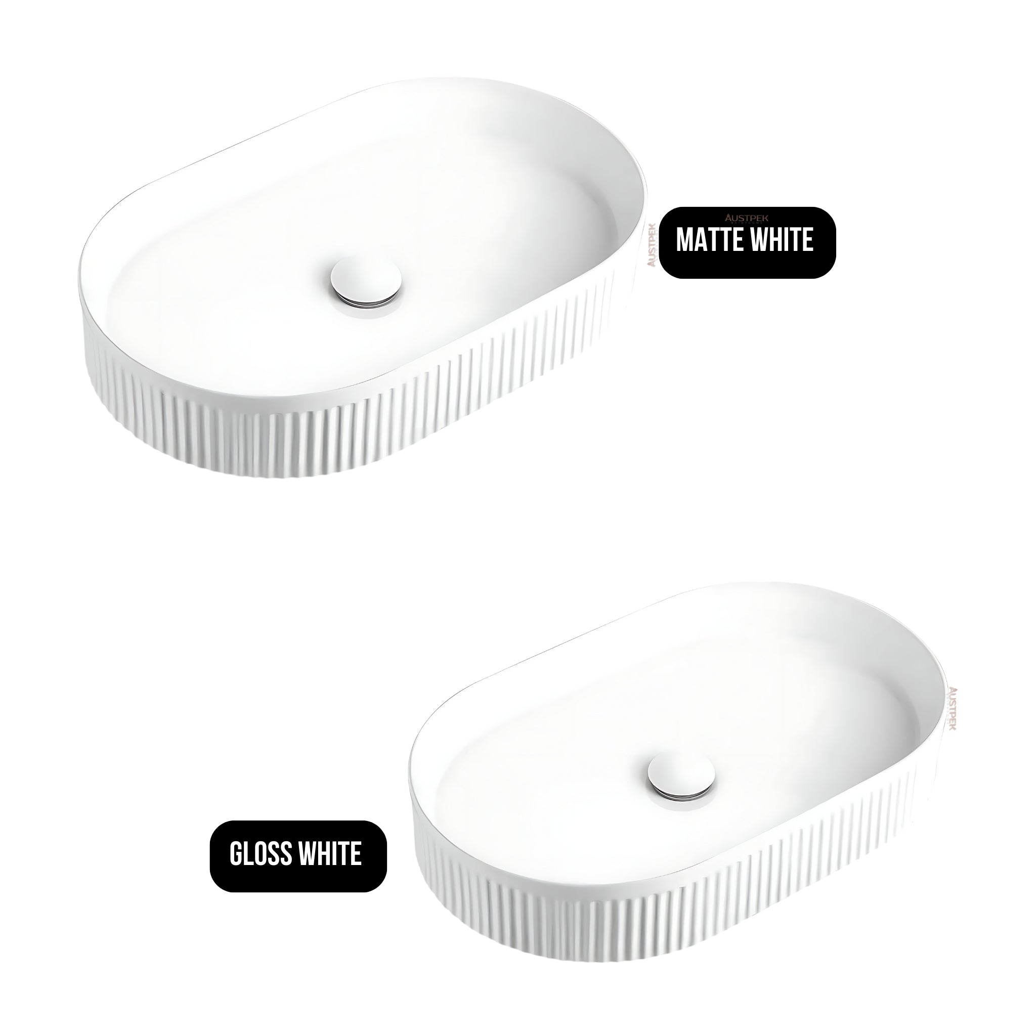 ORIO DERBY FLUTED ABOVE COUNTER BASIN MATTE WHITE 575MM