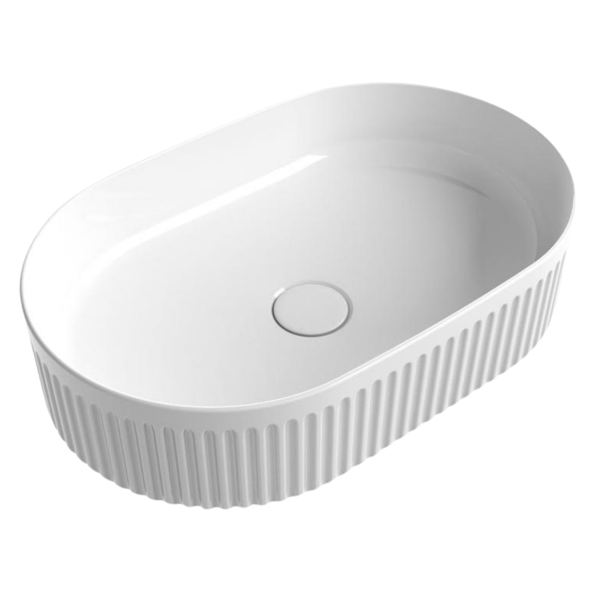 AULIC CADEL FLUTED OVAL ABOVE COUNTER BASIN MATTE WHITE 500MM