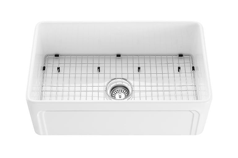 CETO KENSINGTON SINGLE BOWL FIRECLAY KITCHEN SINK GLOSS WHITE 758MM