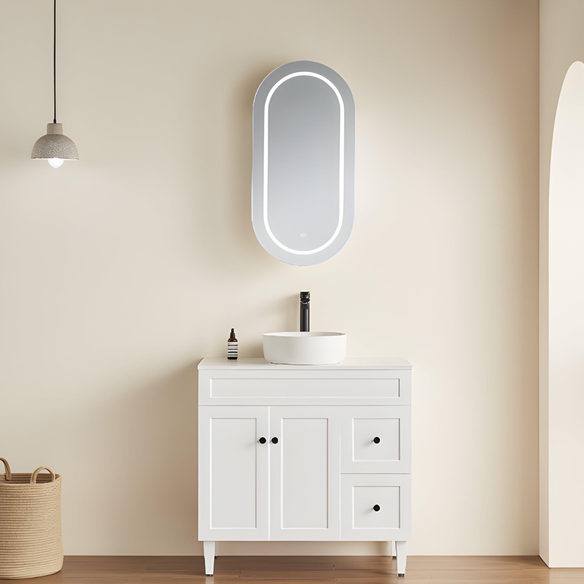 CETO OLIVIA MATTE WHITE LED MIRROR SHAVING CABINET 450X900MM