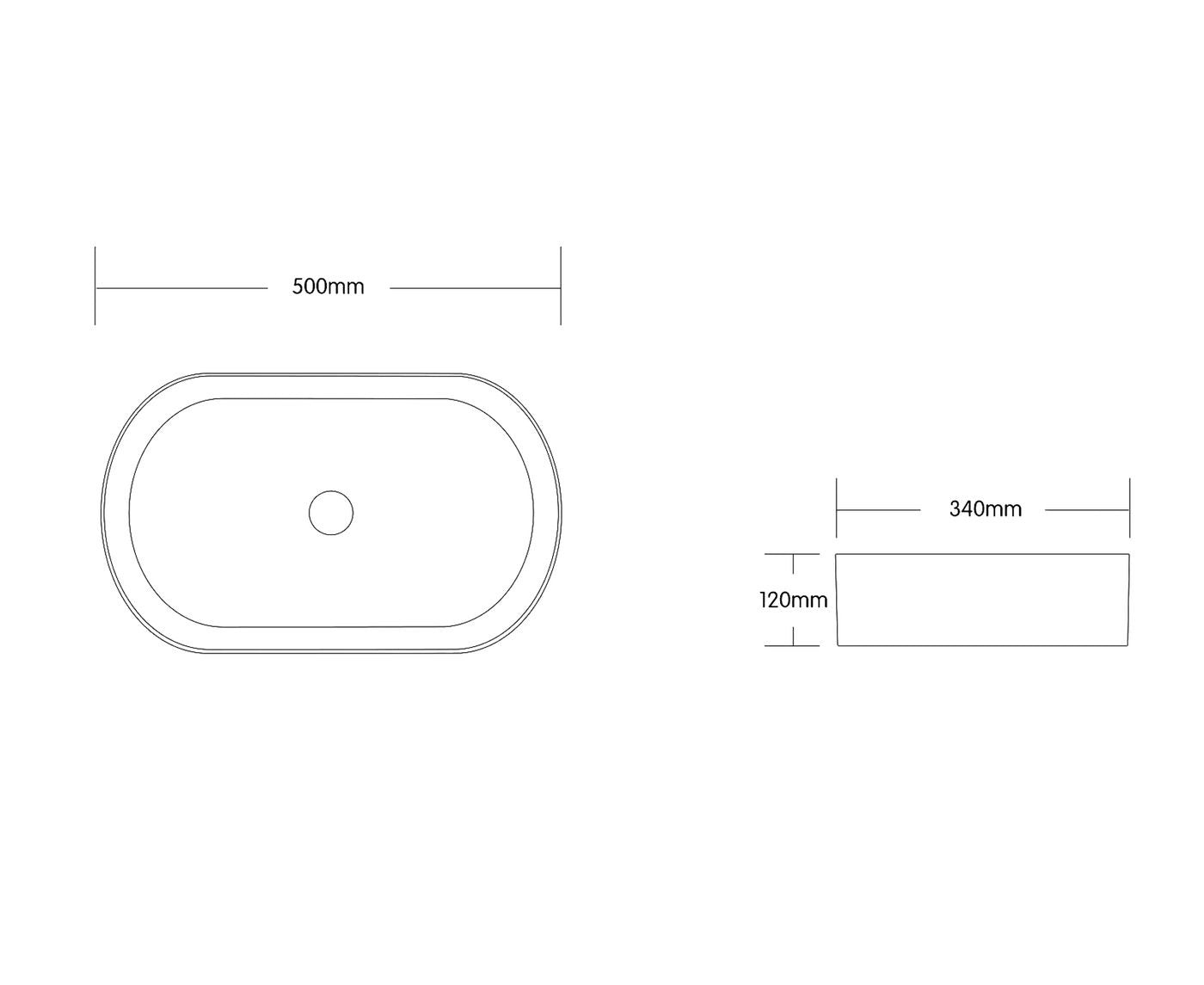 OTTI QUAY OVAL ABOVE COUNTER BASIN MATTE CARRARA 500MM