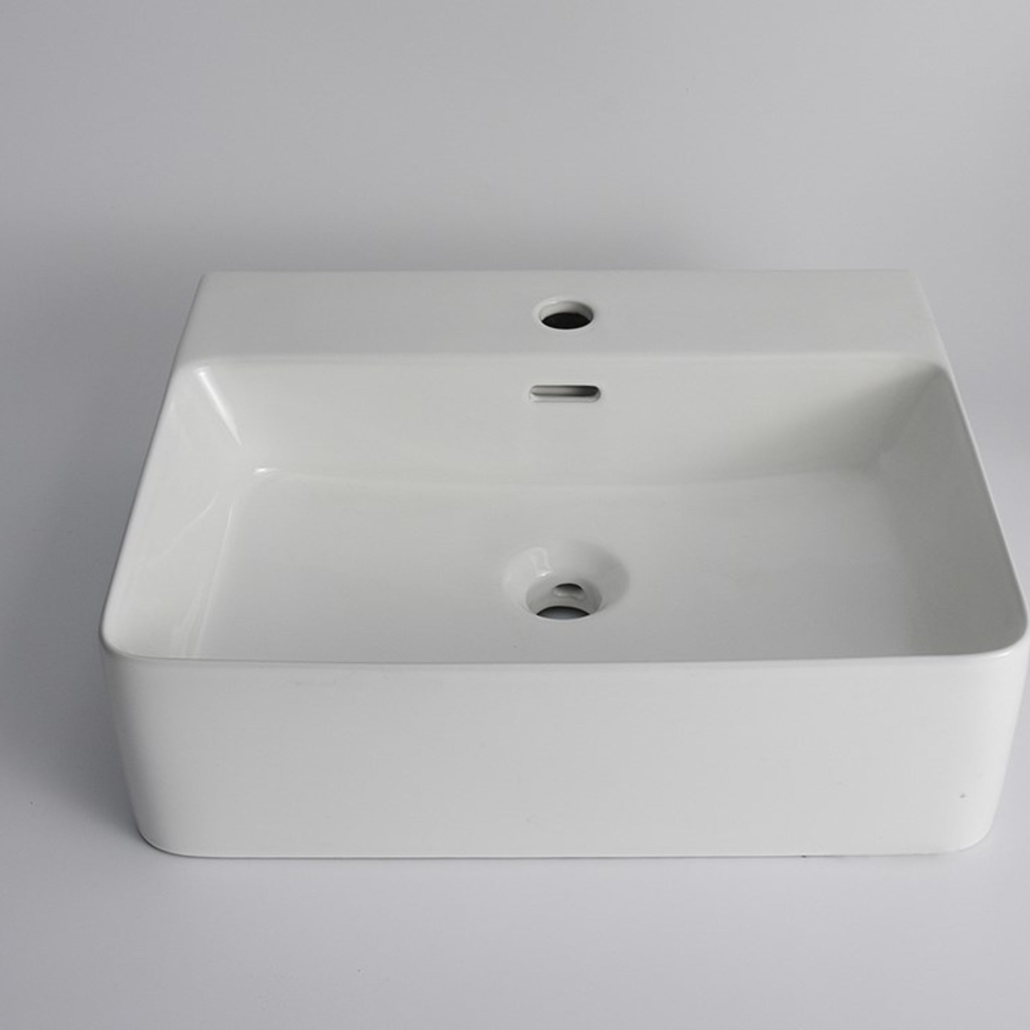 AQUAPERLA CERAMIC RECTANGULAR WALL HUNG BASIN GLOSS WHITE 520MM