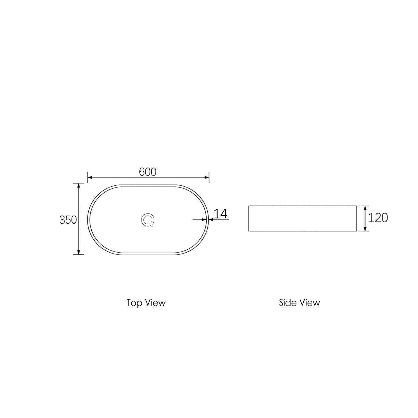 OTTI CLAYTON OVAL ABOVE COUNTER BASIN CONCRETE SAND 600MM