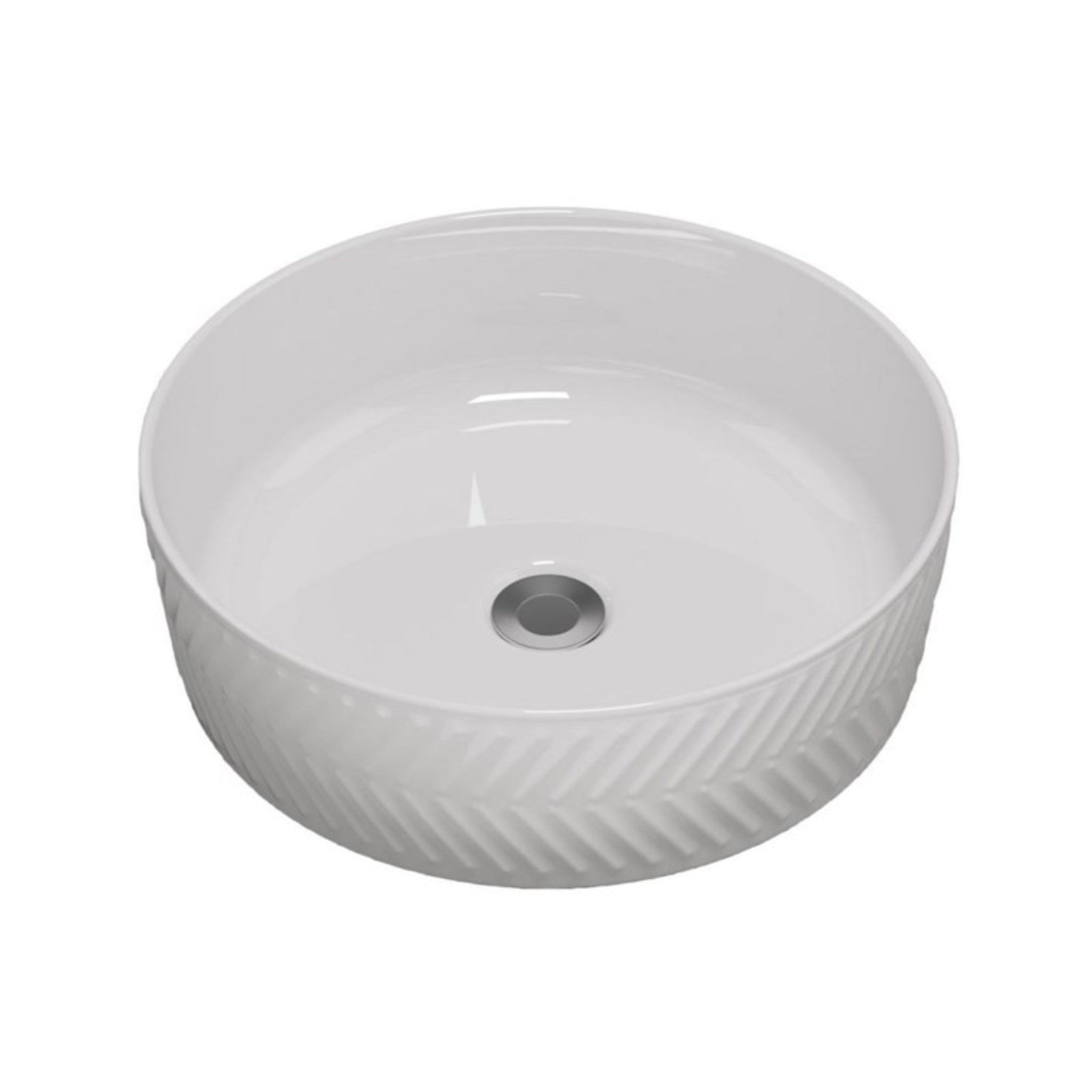 AQUAPERLA CERAMIC ROUND ABOVE COUNTER BASIN GLOSS WHITE 360MM