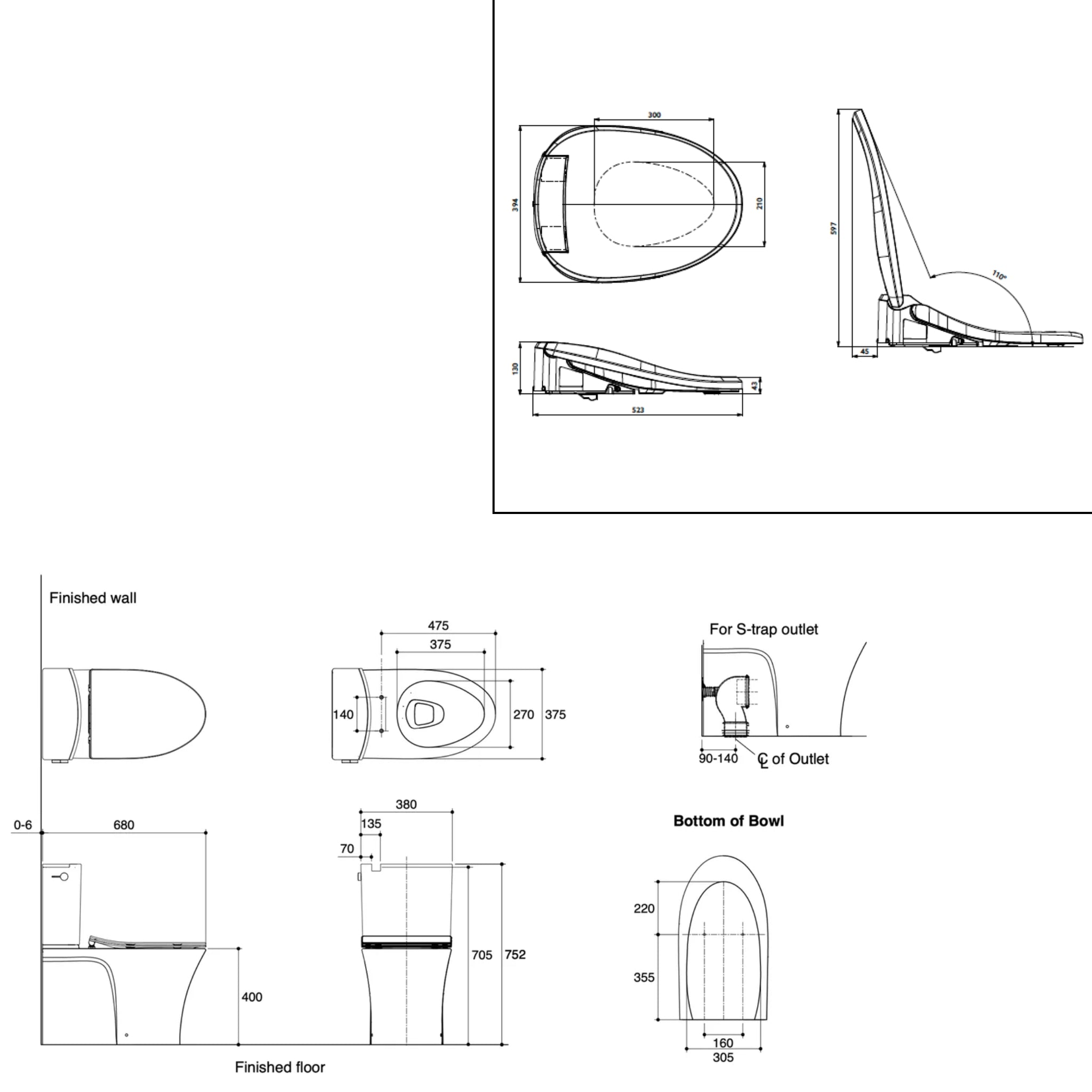 KOHLER VEIL BACK-TO-WALL TOILET WITH REMOTE CONTROL WASHLET ELONGATED GLOSS WHITE