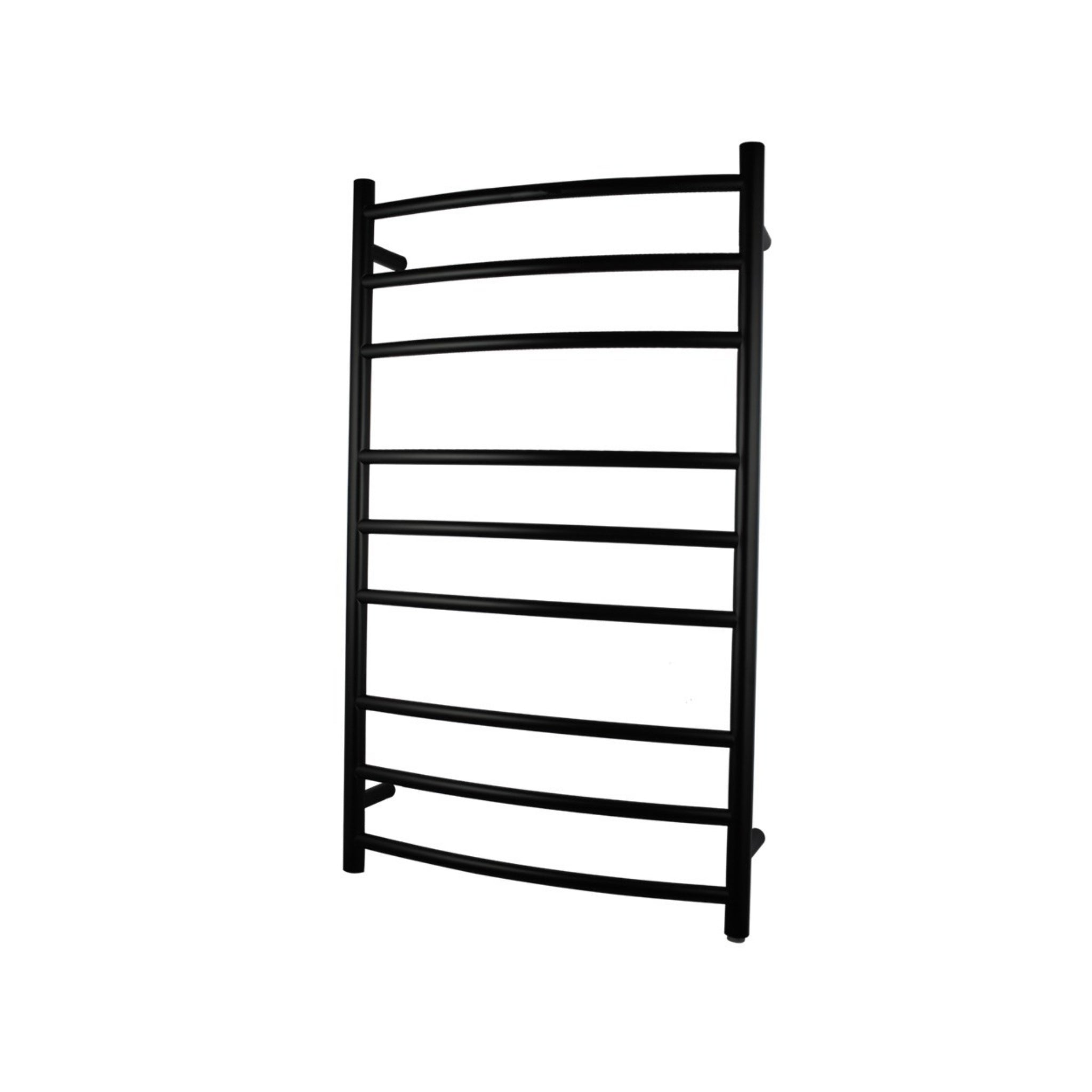 AQUAPERLA 9-BAR ROUND LADDER HEATED TOWEL RAIL 1030MM BLACK