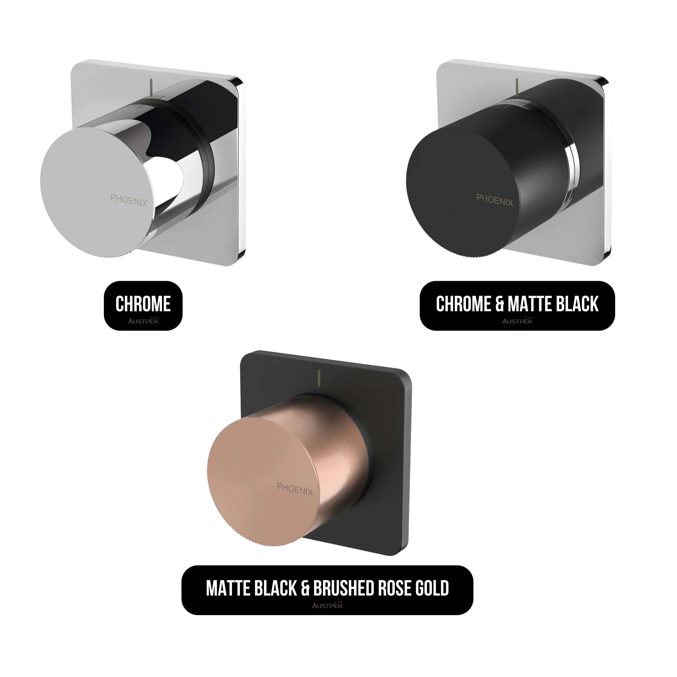 PHOENIX TOI SHOWER / WALL MIXER MATTE BLACK AND BRUSHED ROSE GOLD