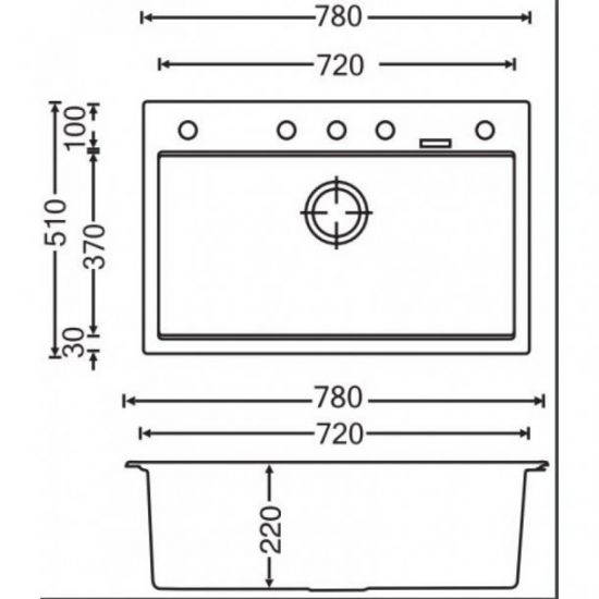 AQUAPERLA CARYSIL SINGLE BOWL GRANITE STONE KITCHEN SINK WHITE 780MM