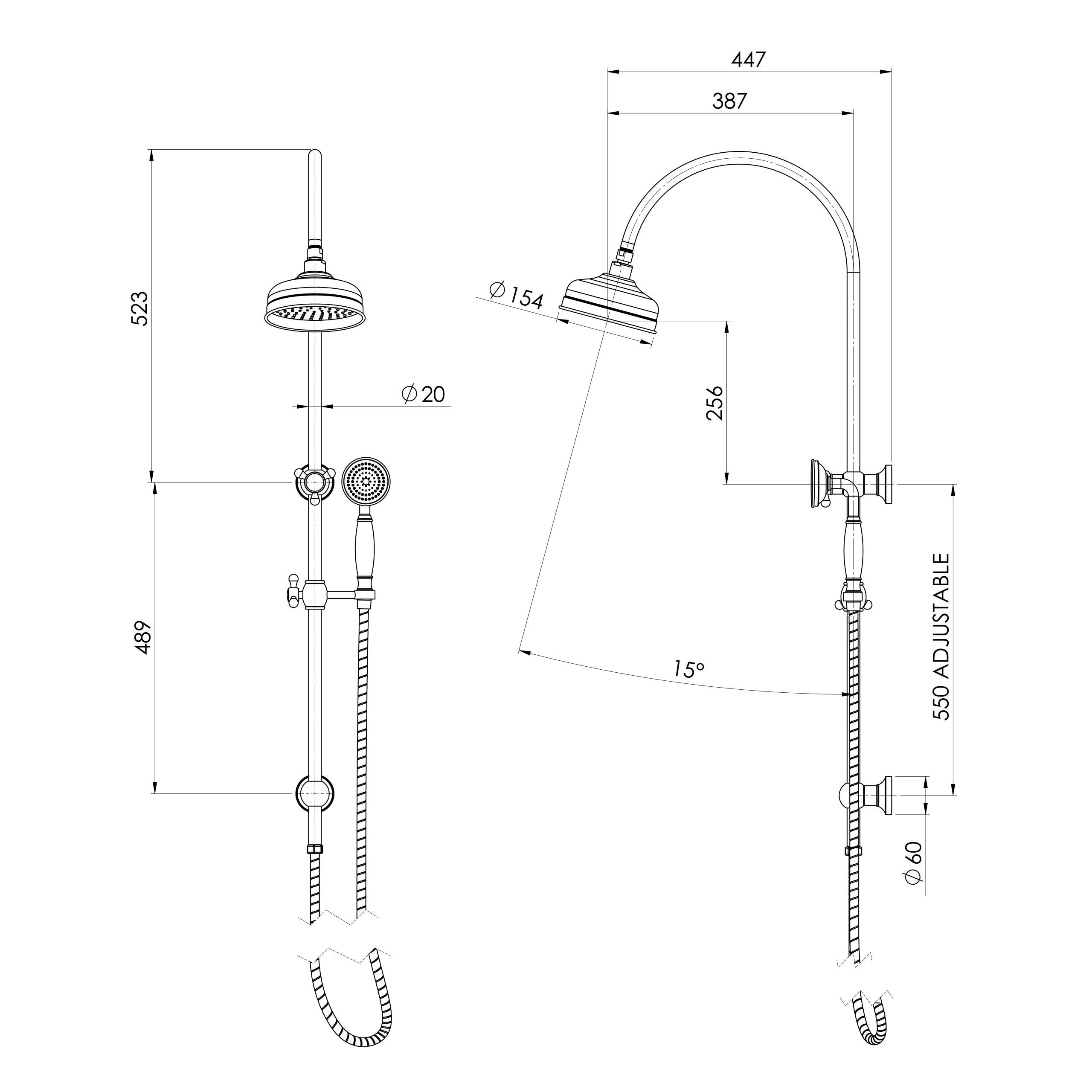 PHOENIX CROMFORD TWIN SHOWER 447MM MATTE BLACK