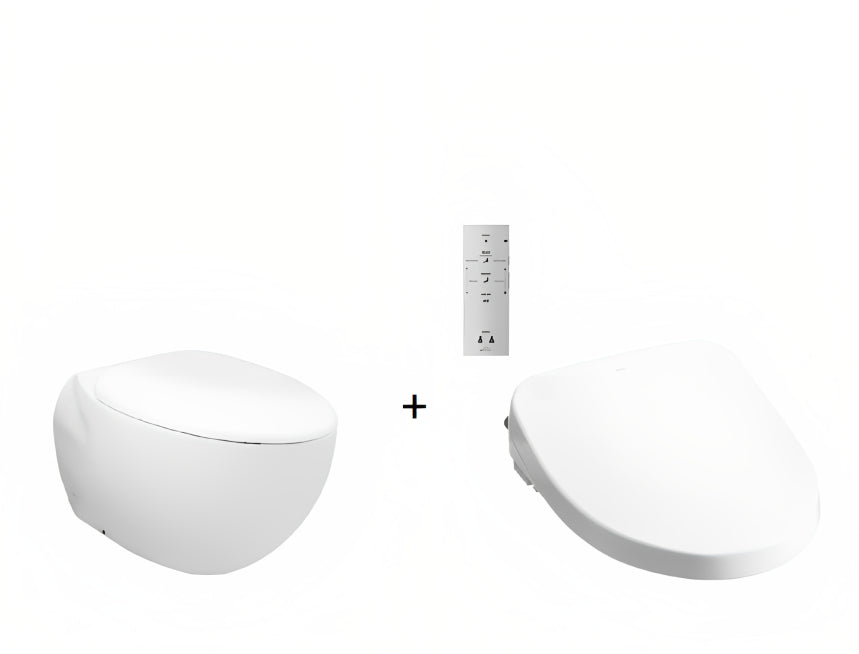 TOTO LE MUSE WALL FACED TOILET AND WASHLET W/ REMOTE CONTROL (ELONGATED) WHITE