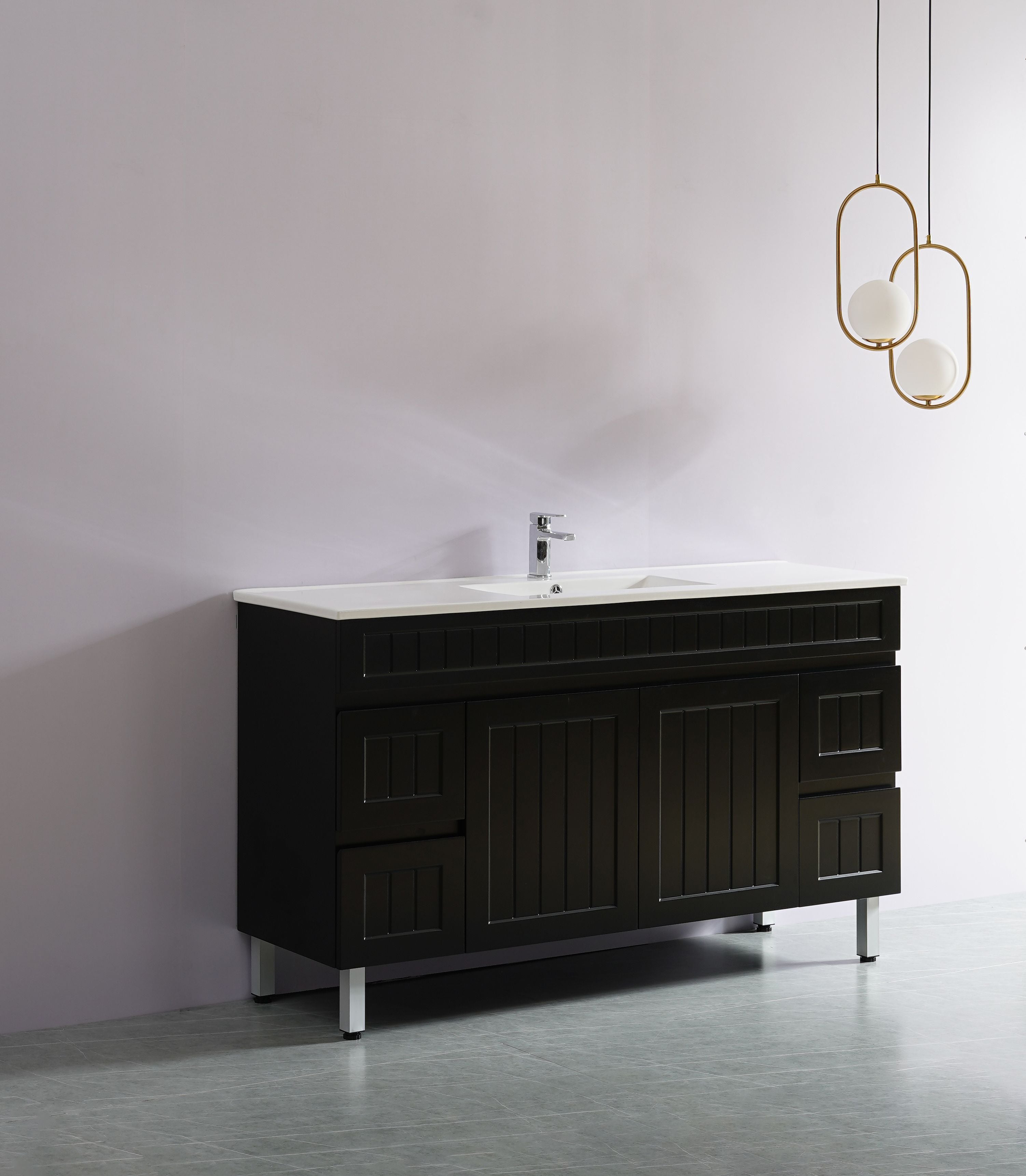 CETO ACACIA SHAKER MATTE BLACK 1500MM SINGLE BOWL FLOOR STANDING VANITY