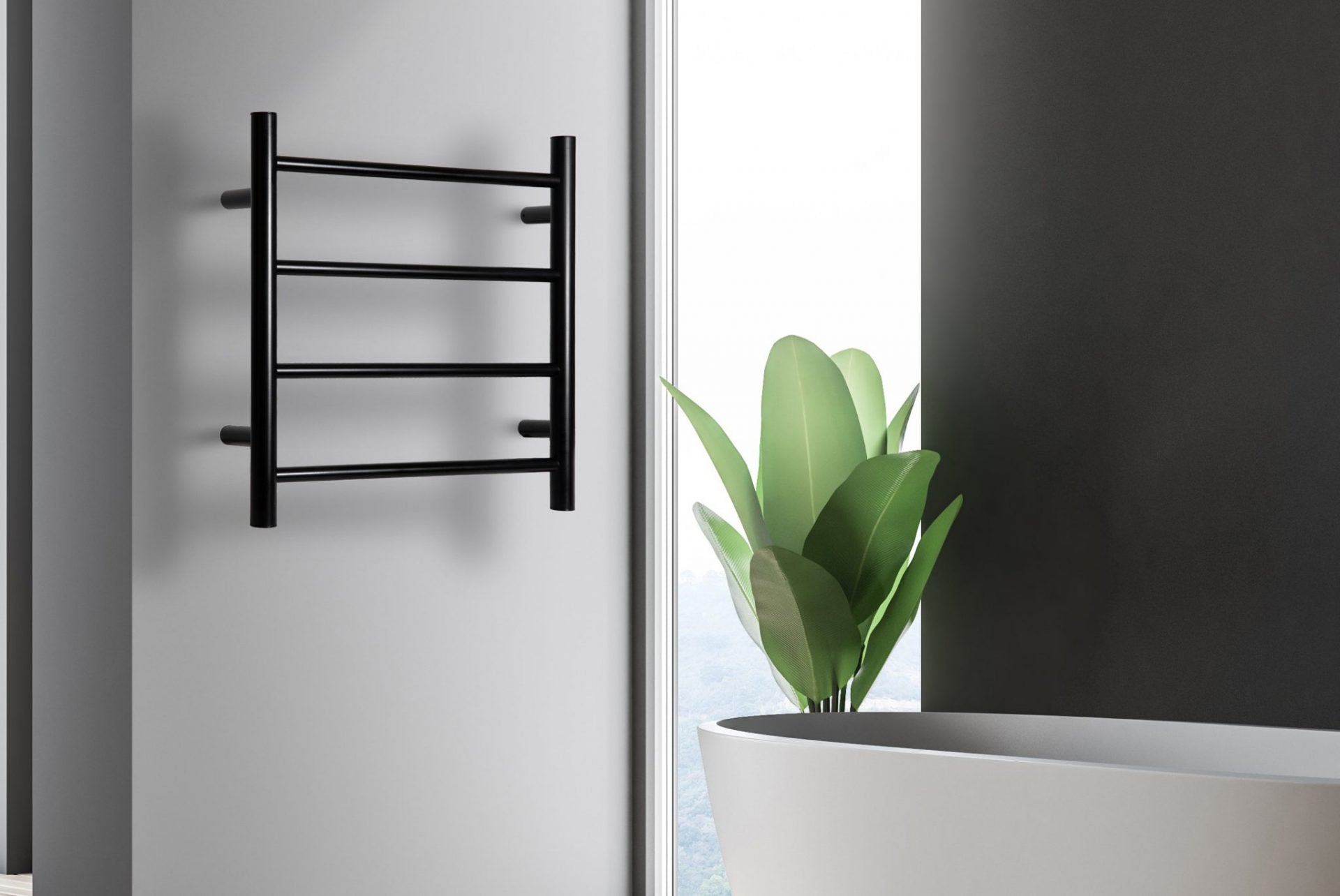 LINSOL ALLEGRA 4 BAR HEATED TOWEL RAIL MATTE BLACK 500MM