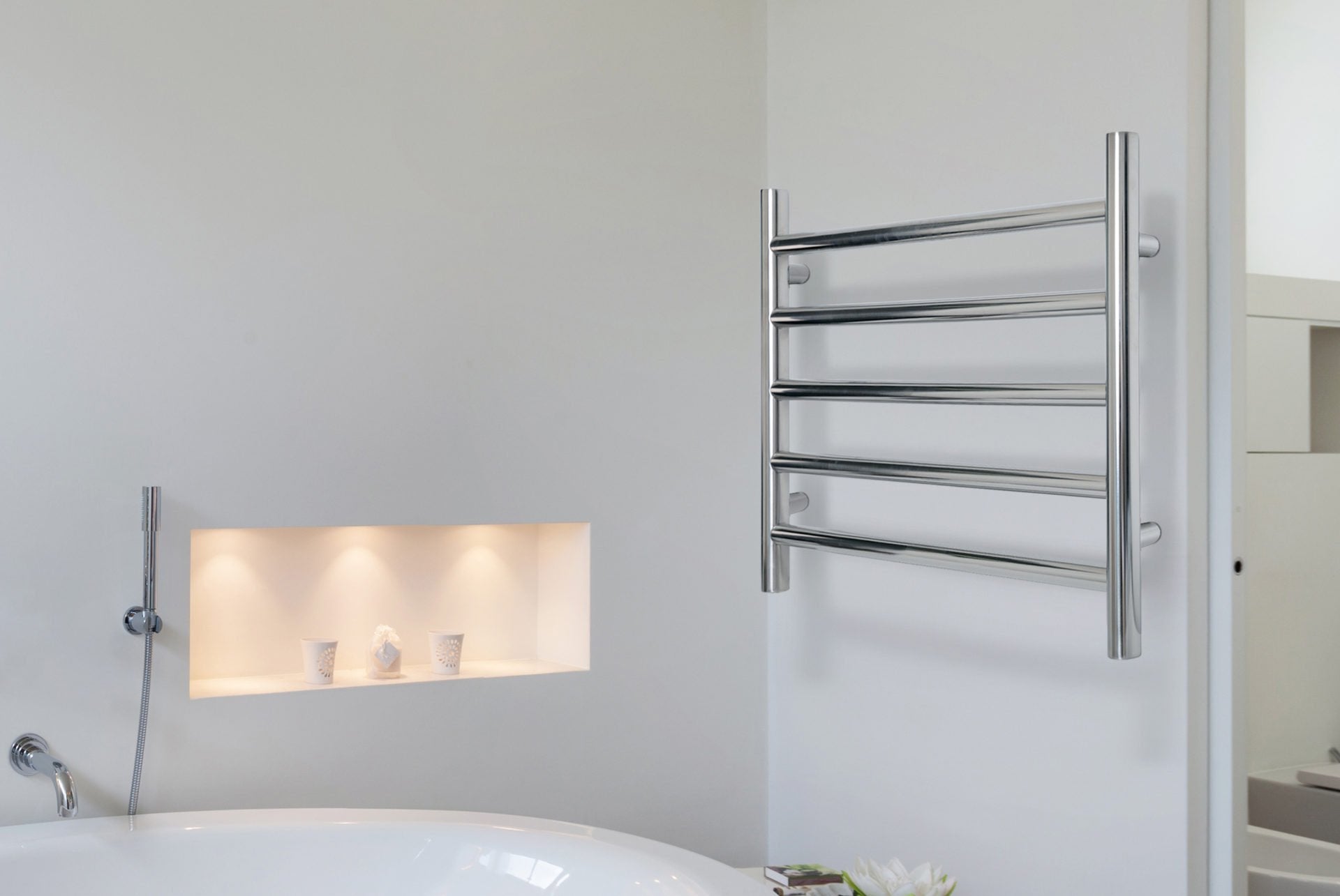 LINSOL ALLEGRA 5 BAR HEATED TOWEL RAIL CHROME 420MM