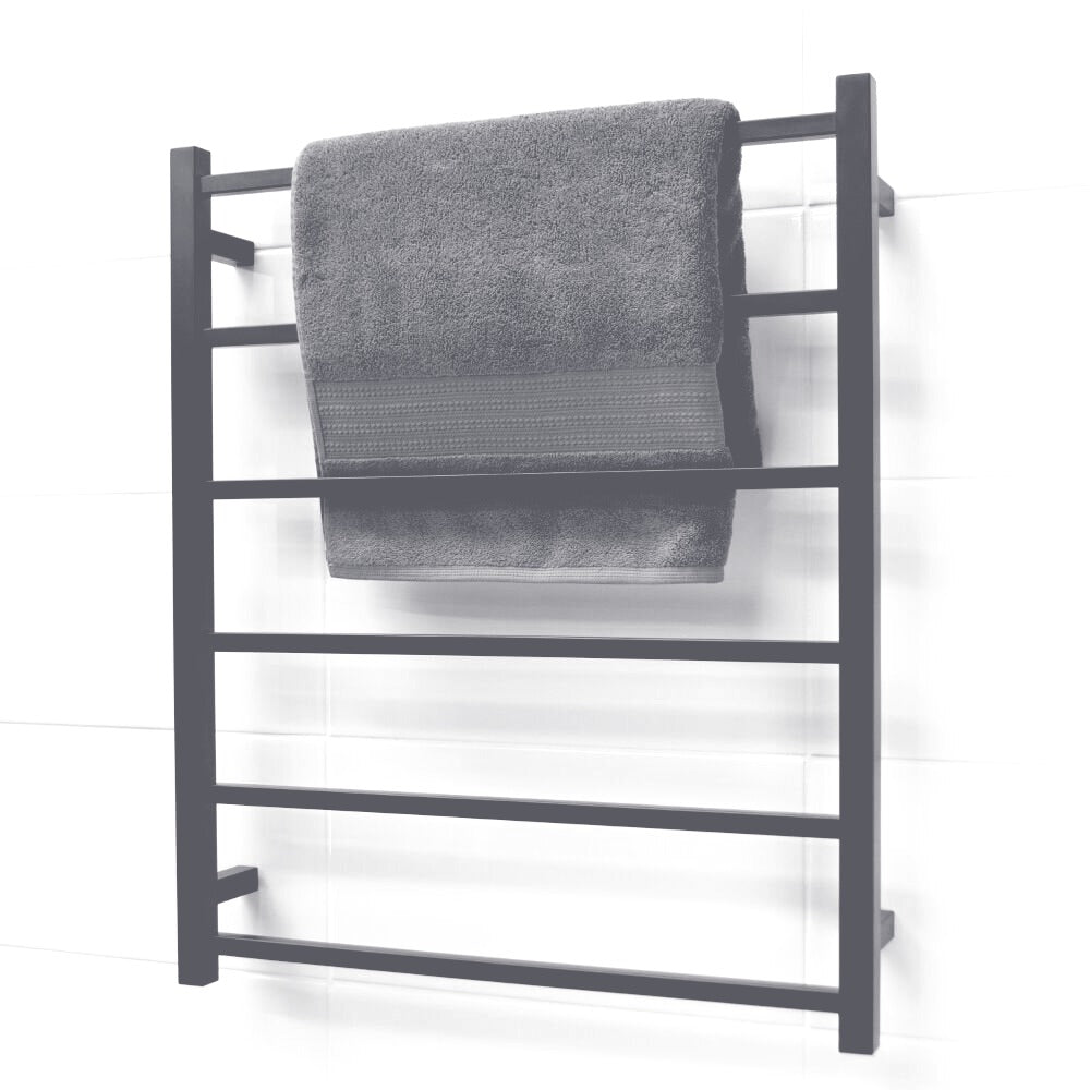 RADIANT HEATING 6-BARS SQUARE NON-HEATED TOWEL RAIL GUN METAL GREY 700MM