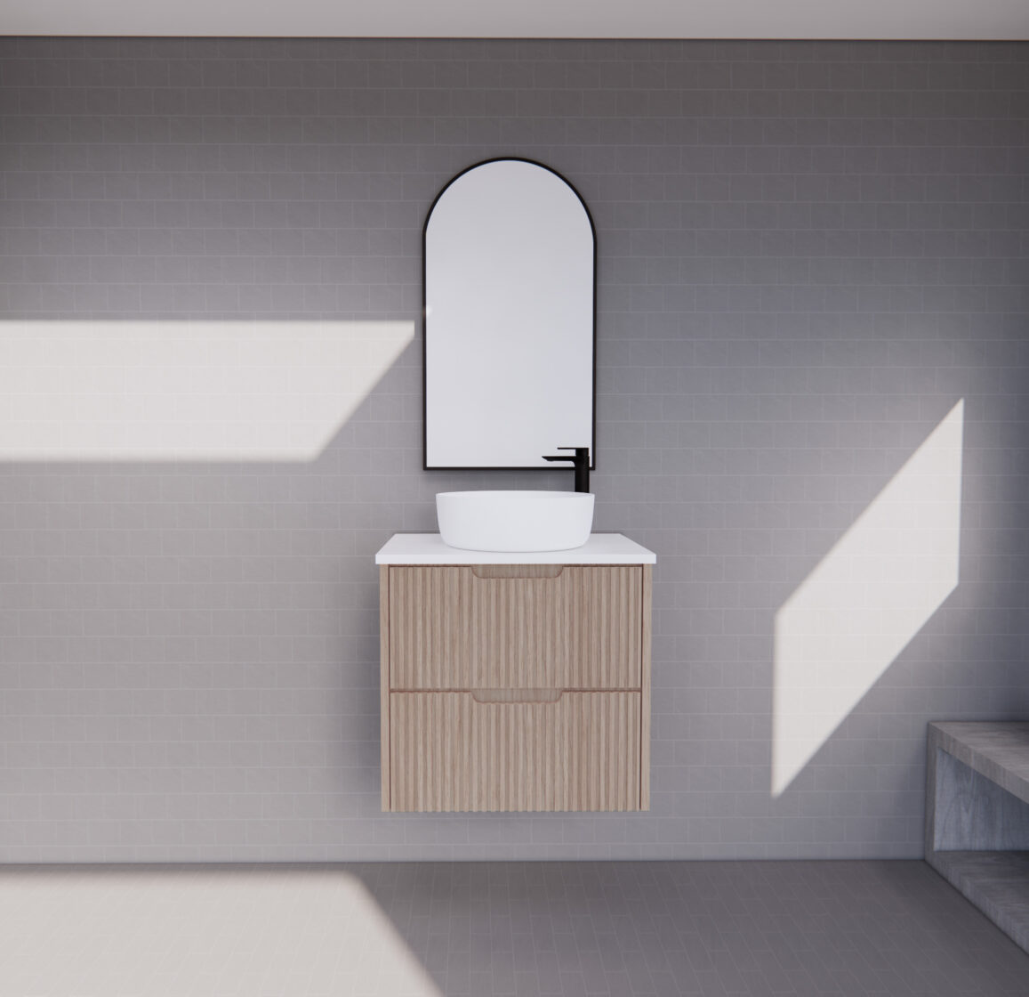 RIVA BALI AMERICAN OAK 600MM SINGLE BOWL WALL HUNG VANITY