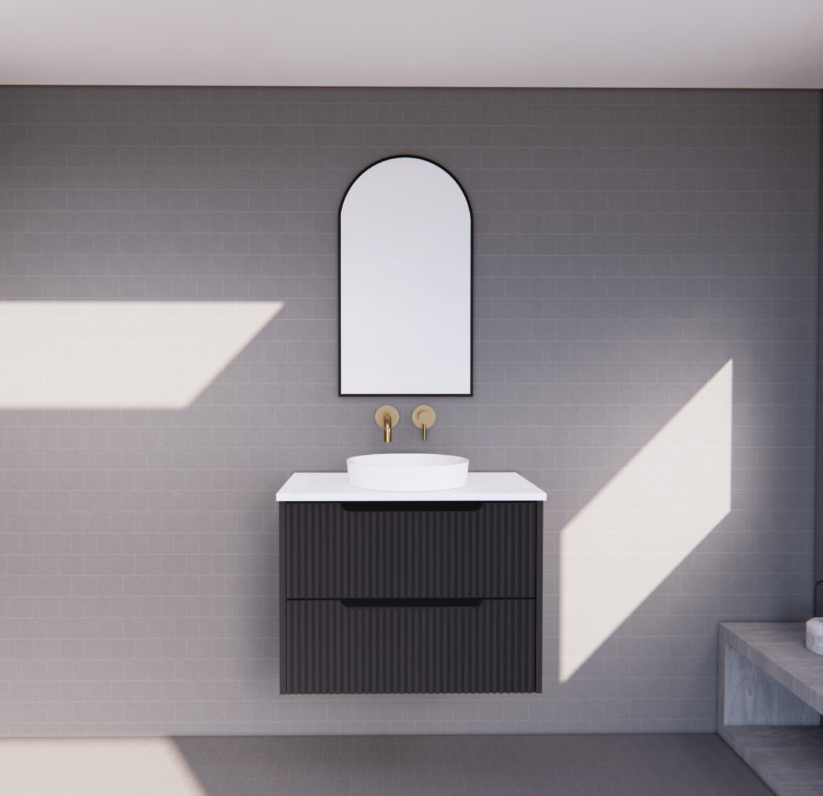 RIVA BALI MATTE BLACK 750MM SINGLE BOWL WALL HUNG VANITY