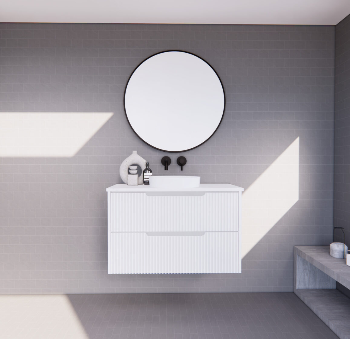 RIVA BALI MATTE WHITE 900MM SINGLE BOWL WALL HUNG VANITY