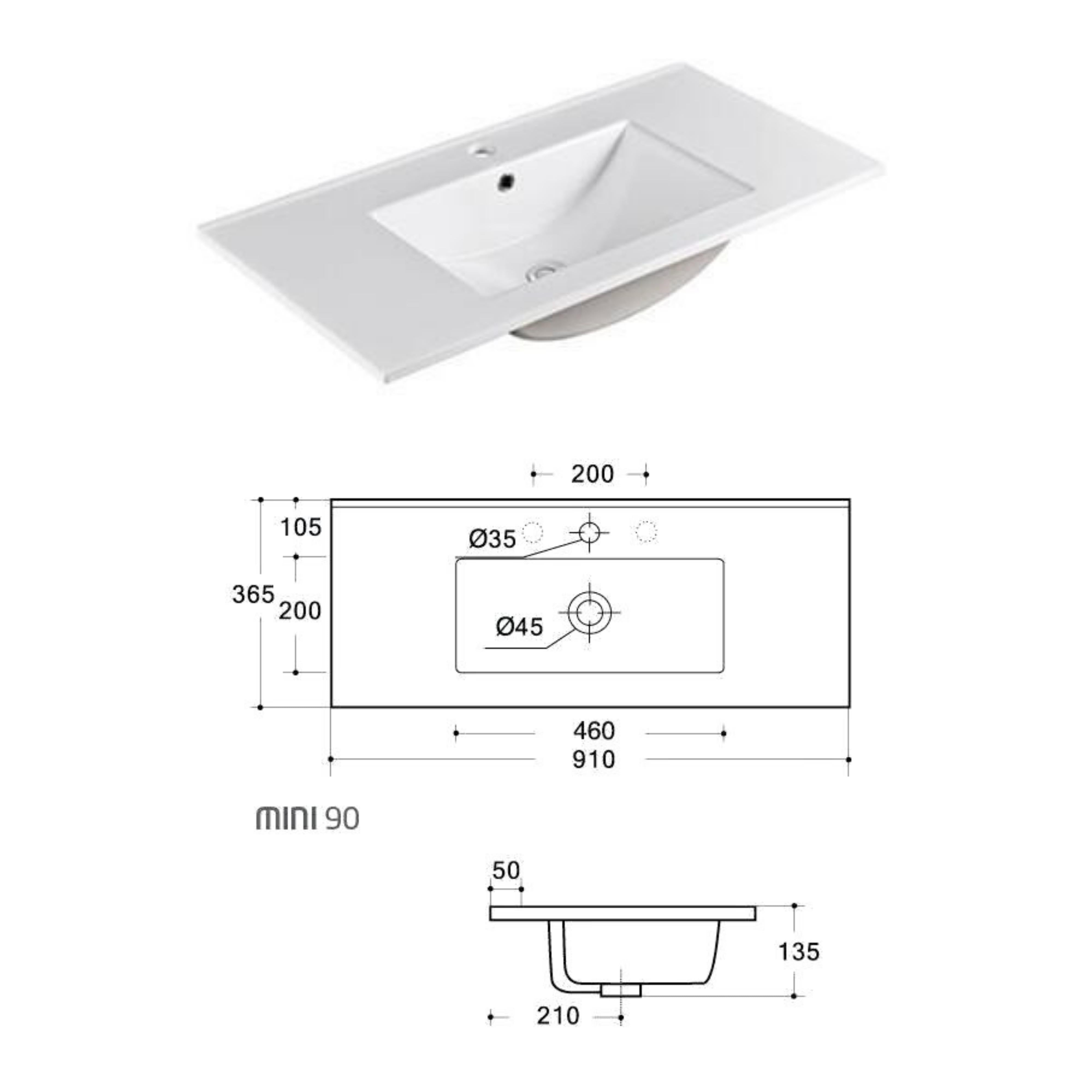 AULIC MAYA WHITE 900MM SPACE SAVING SINGLE BOWL FREESTANDING VANITY