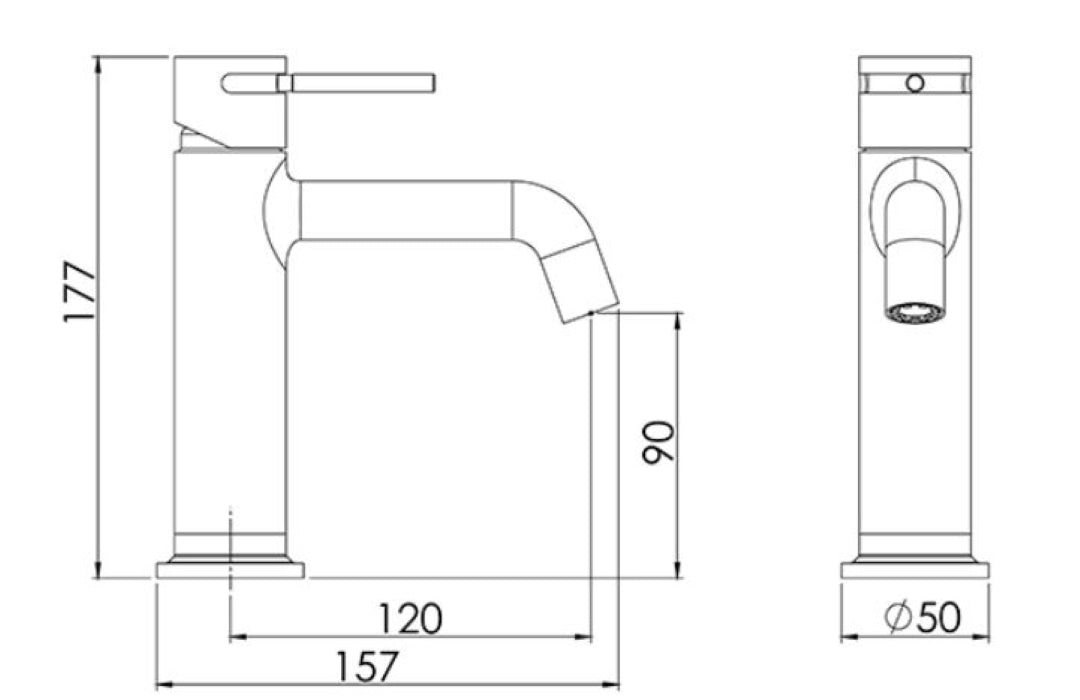 FELTON TATE BASIN MIXER 177MM BLACK AND BRUSHED NICKEL