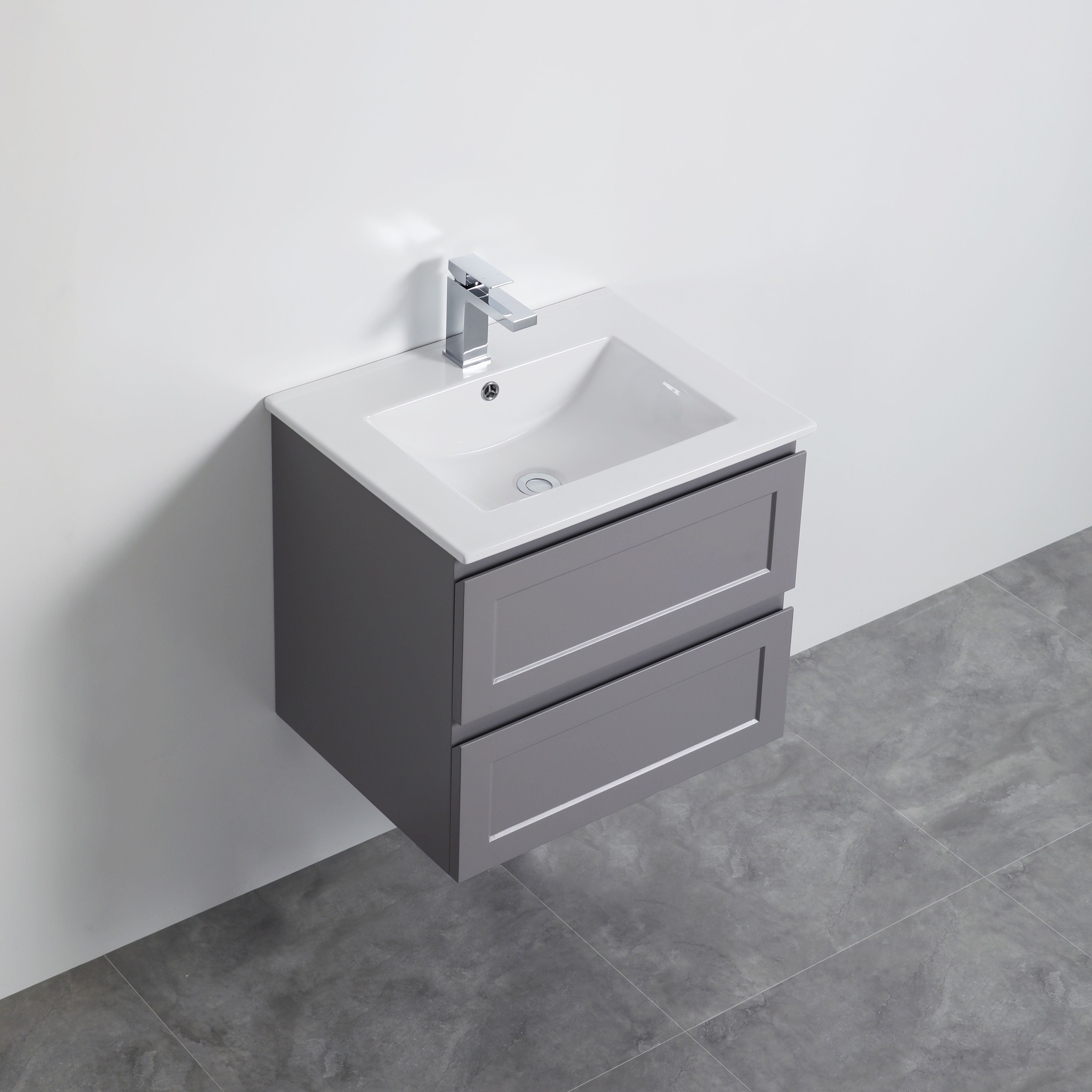 CETO FREMANTLE MATTE GREY 600MM SINGLE BOWL WALL HUNG VANITY