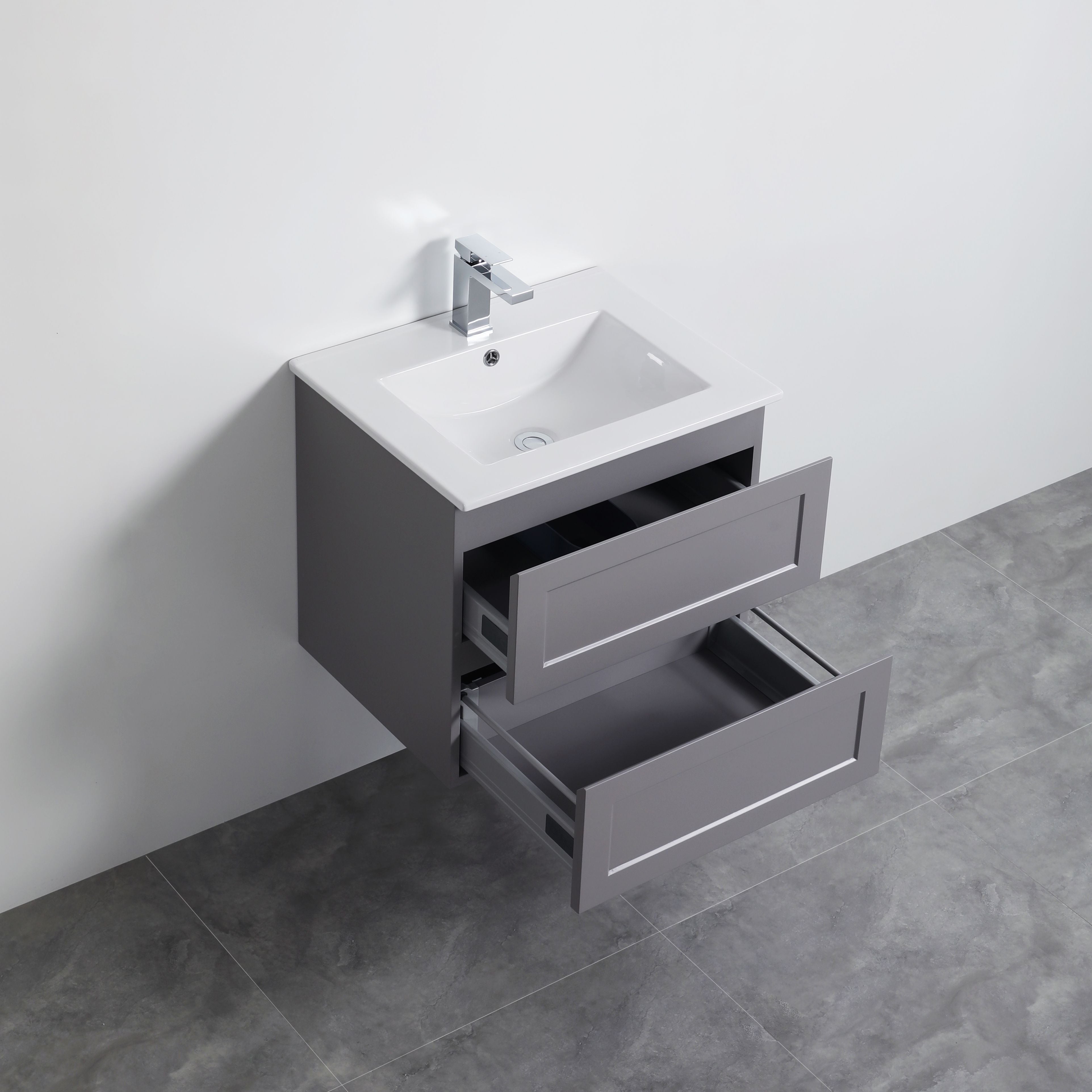 CETO FREMANTLE MATTE GREY 600MM SINGLE BOWL WALL HUNG VANITY