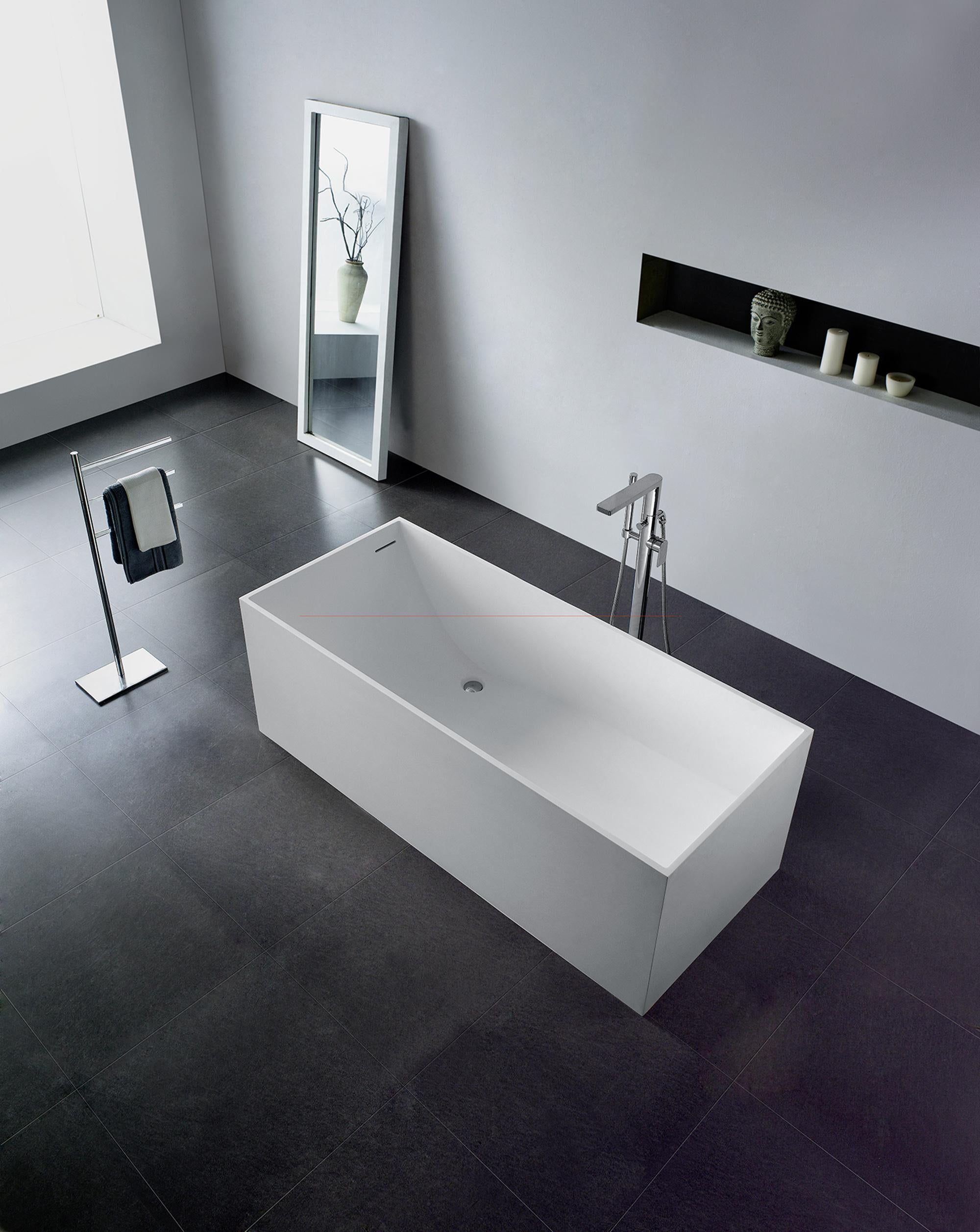 GALLARIA ANZO FREESTANDING STONE BATHTUB WHITE (AVAILABLE IN 1560MM AND 1700MM)