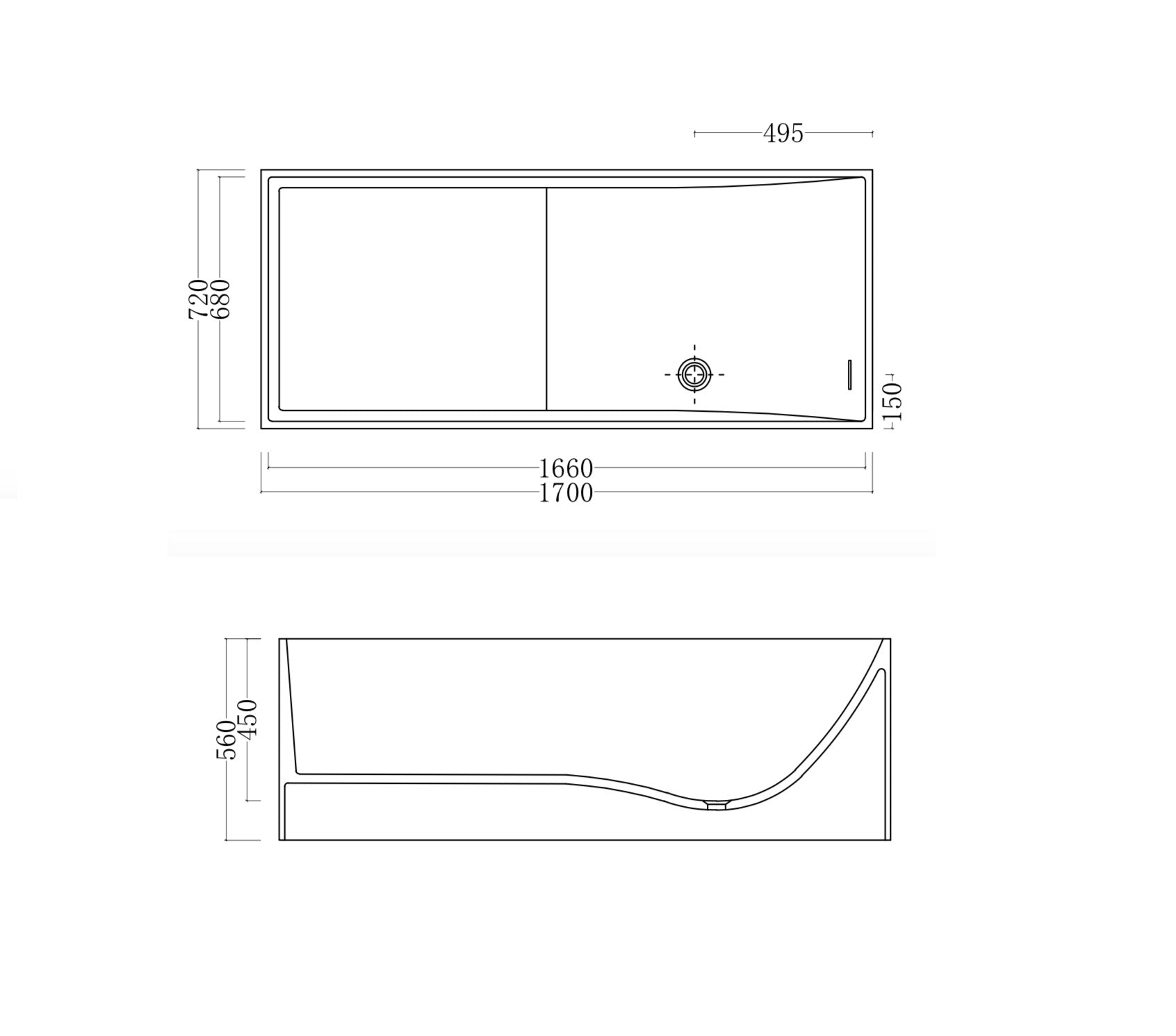 GALLARIA ANZO FREESTANDING STONE BATHTUB WHITE (AVAILABLE IN 1560MM AND 1700MM)