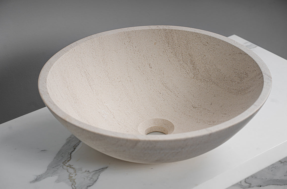 GALLARIA CINA ROUND ABOVE COUNTER STONE BASIN MOCHA 430MM