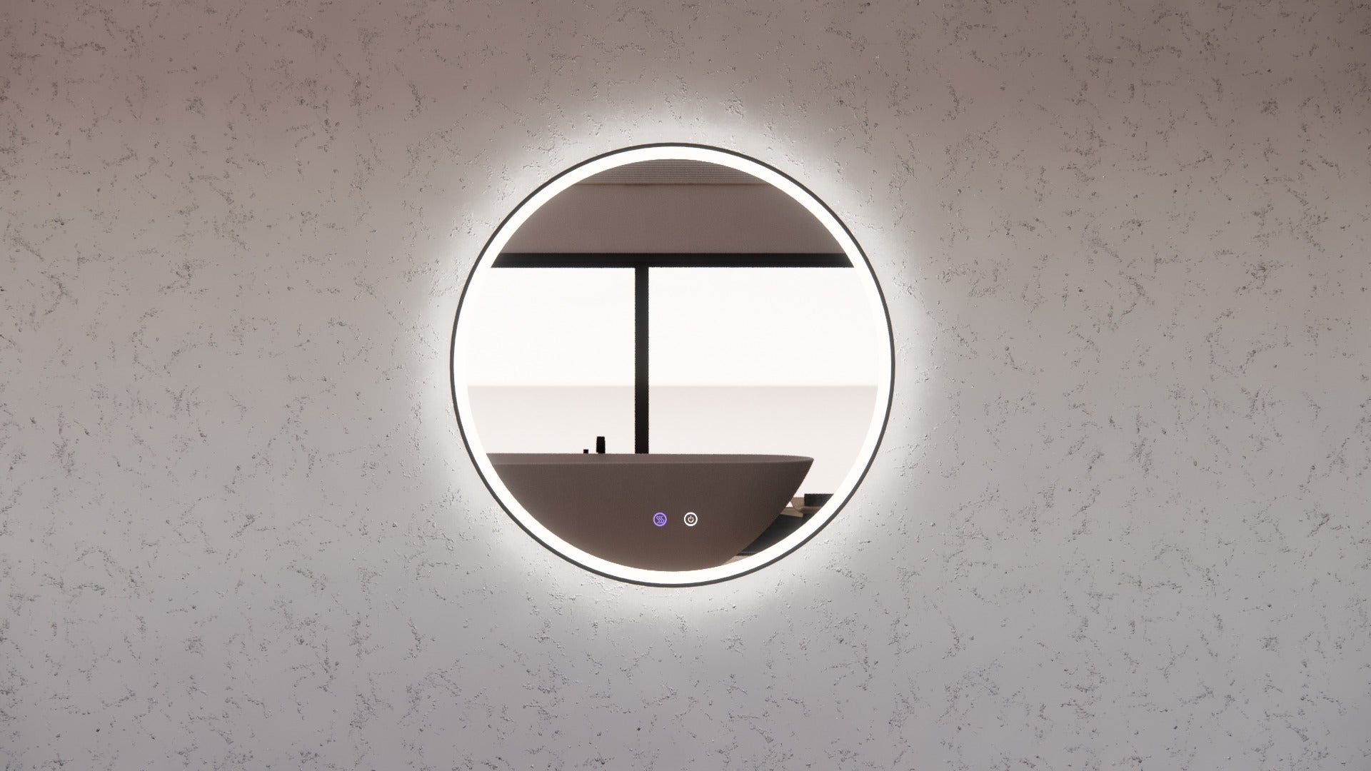 RIVA R3 FRAMED ROUND LED MIRROR 3 COLOUR LIGHTS BLACK 800MM