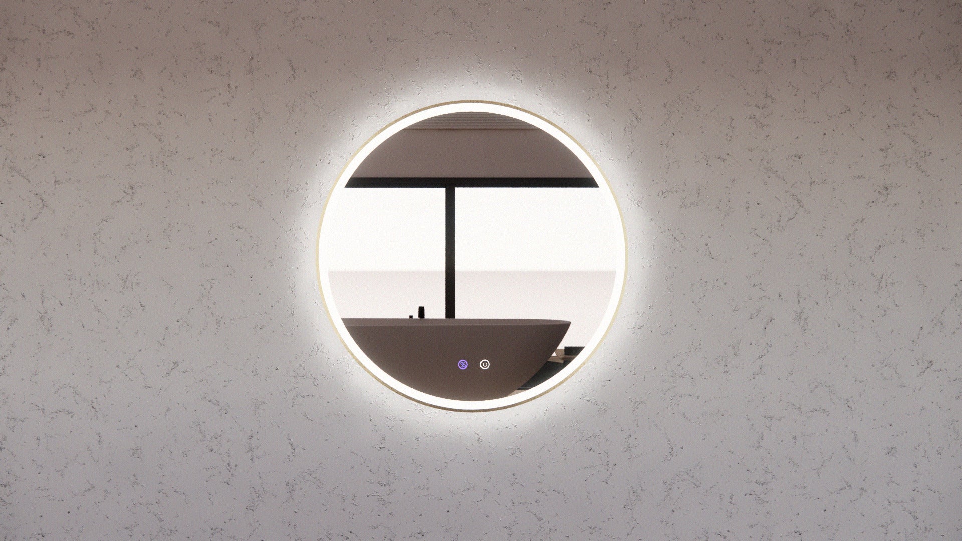 RIVA R3 FRAMED ROUND LED MIRROR 3 COLOUR LIGHTS GOLD 600MM