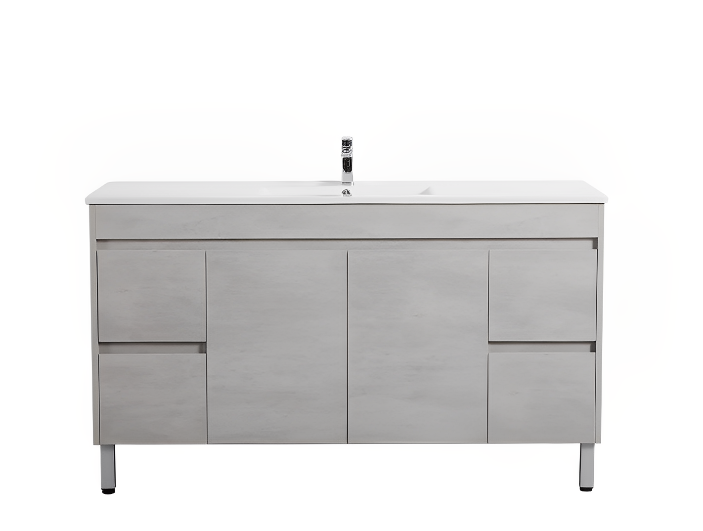 POSEIDON NOVA PLYWOOD CONCRETE GREY 1500MM SINGLE BOWL FLOOR STANDING VANITY