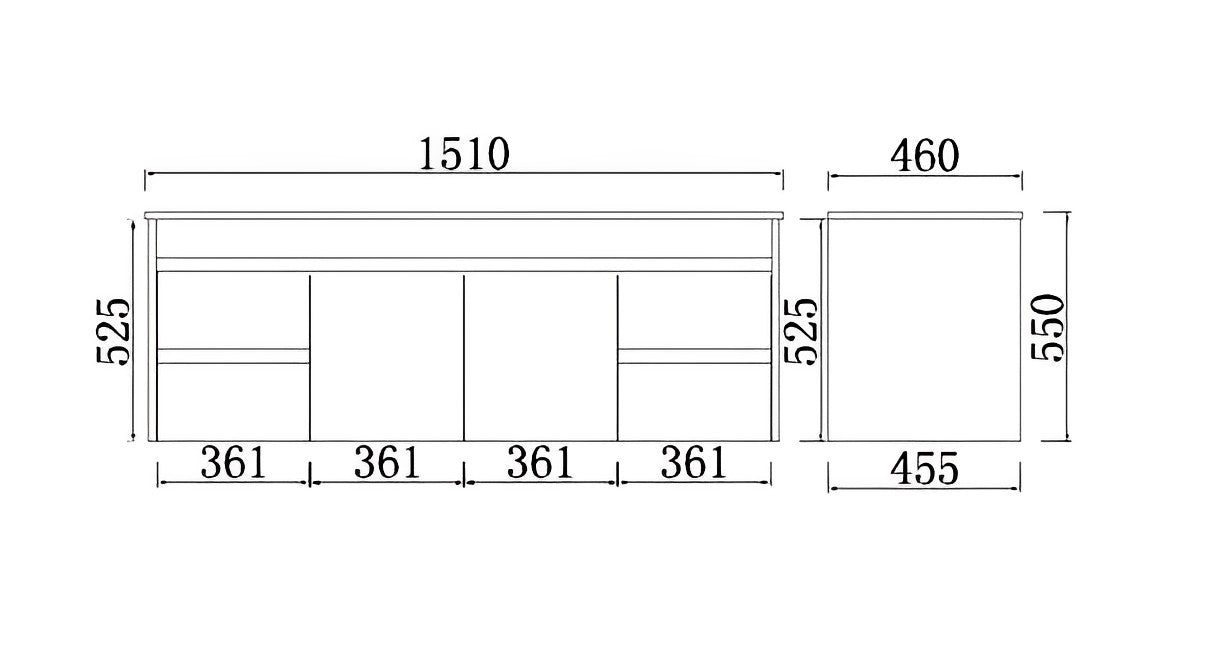 POSEIDON NOVA PLYWOOD CONCRETE GREY 1500MM DOUBLE BOWL WALL HUNG VANITY