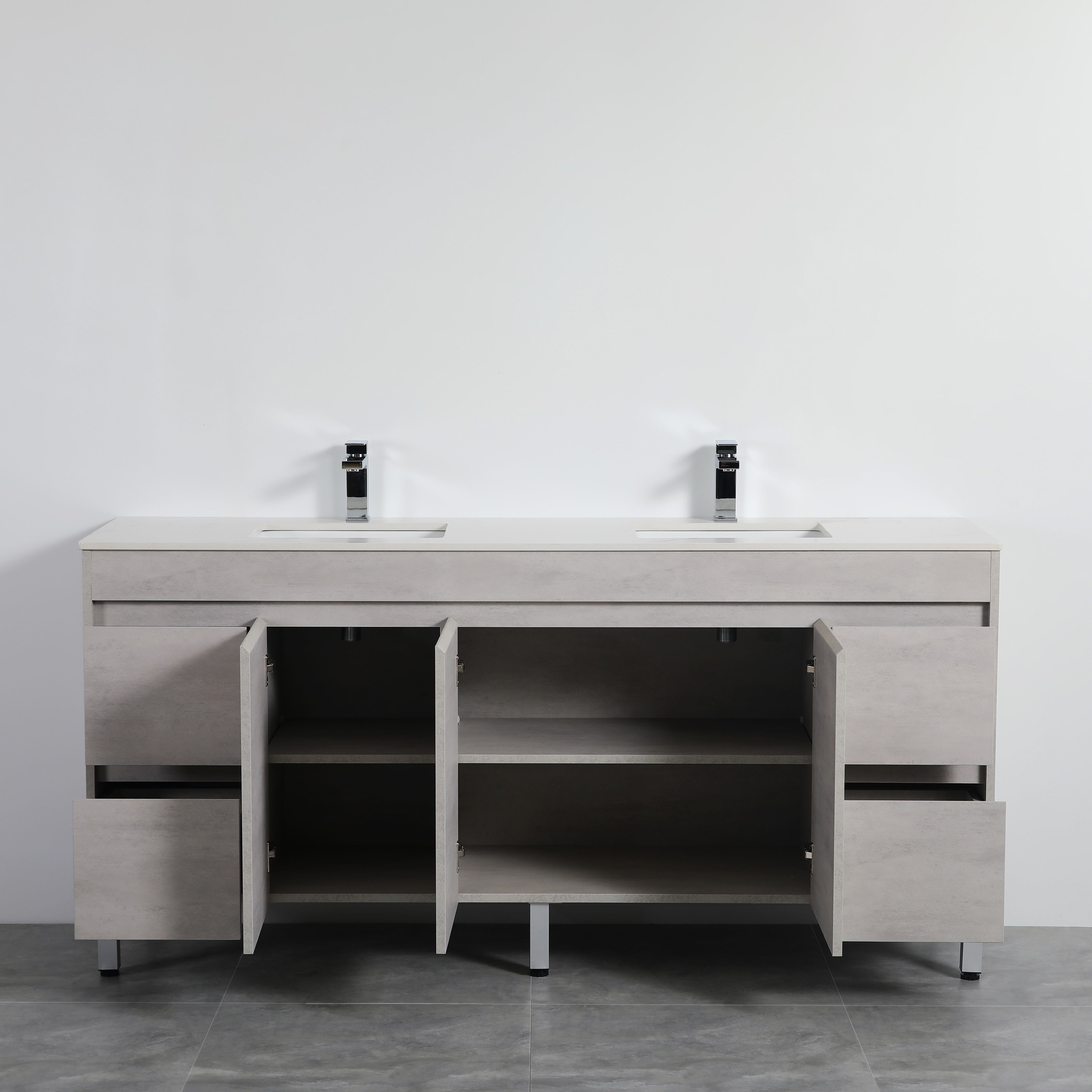 POSEIDON NOVA PLYWOOD CONCRETE GREY 1800MM FLOOR STANDING VANITY CABINET ONLY