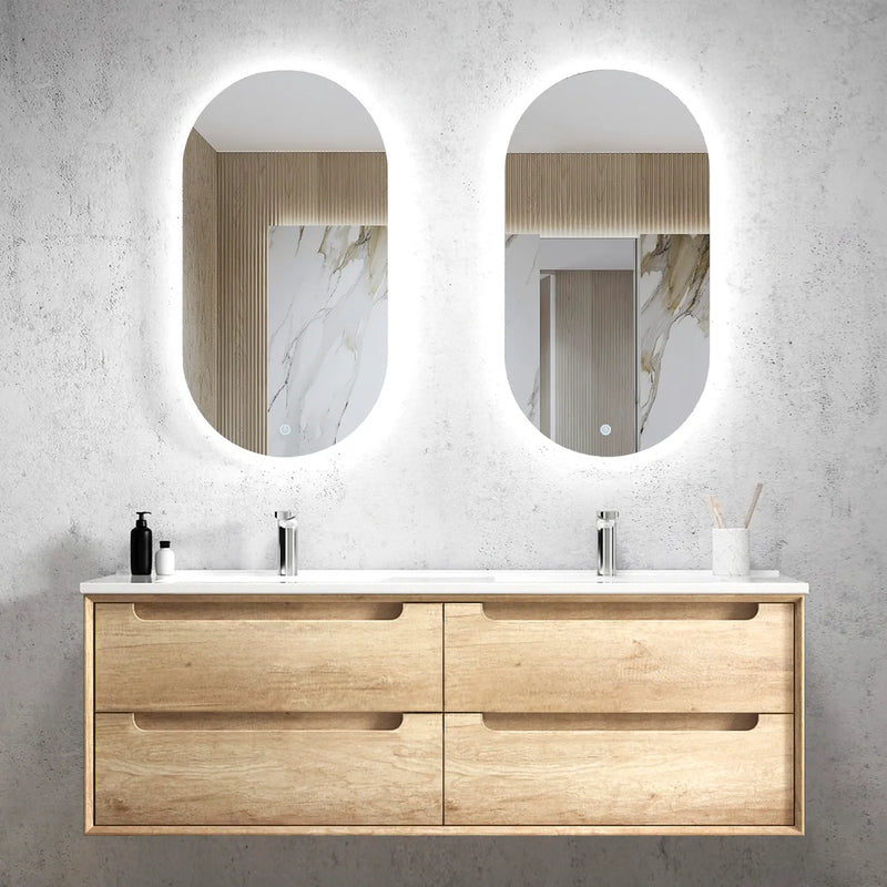 OTTI BYRON NATURAL OAK 1500MM DOUBLE BOWL WALL HUNG VANITY | Austpek ...