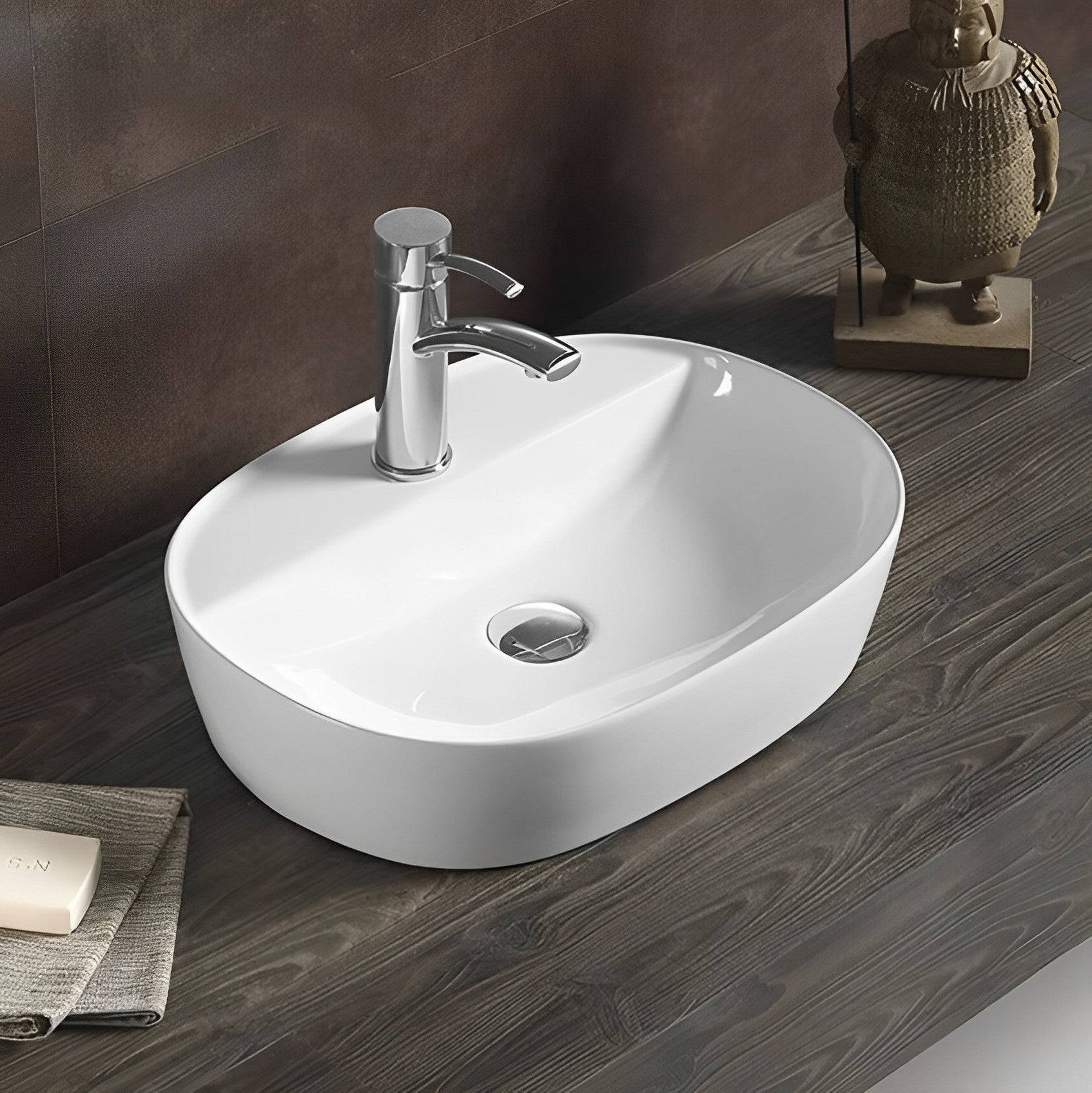 POSEIDON ABOVE COUNTER BASIN GLOSS WHITE 500MM