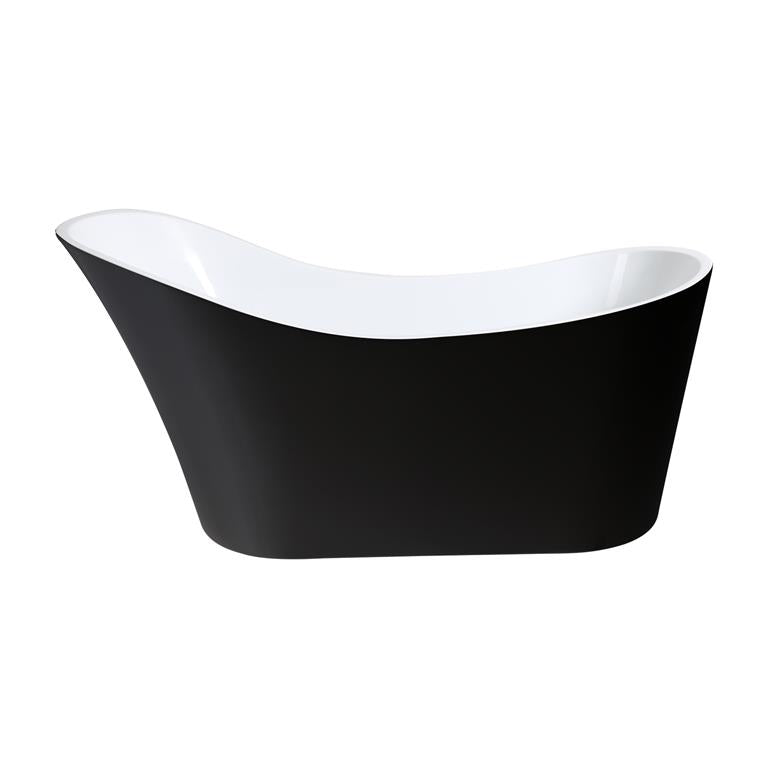 POSEIDON BEVEL FREESTANDING BATHTUB NF GLOSS BLACK AND GLOSS WHITE 1700MM