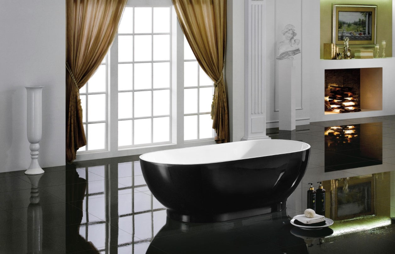 POSEIDON KOKO FREE STANDING BATHTUB GLOSS BLACK 1700MM