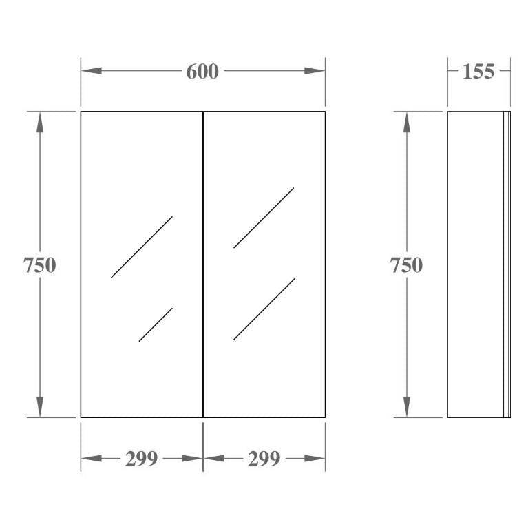 POSEIDON OAK EVIE MIRROR SHAVING CABINET (AVAILABLE IN 600MM AND 750MM)