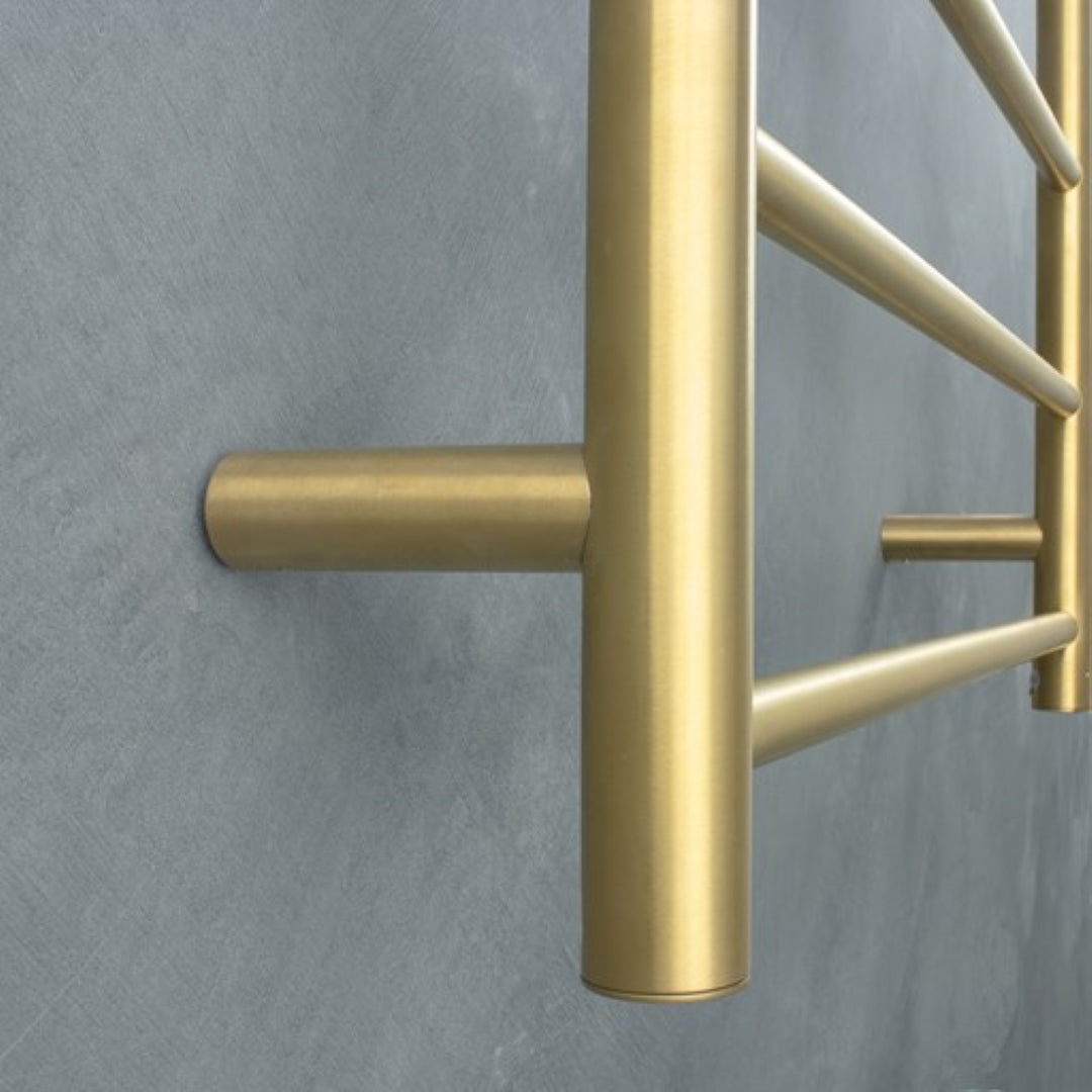 RADIANT HEATING 5-BARS ROUND HEATED TOWEL RAIL BRUSHED GOLD 750MM