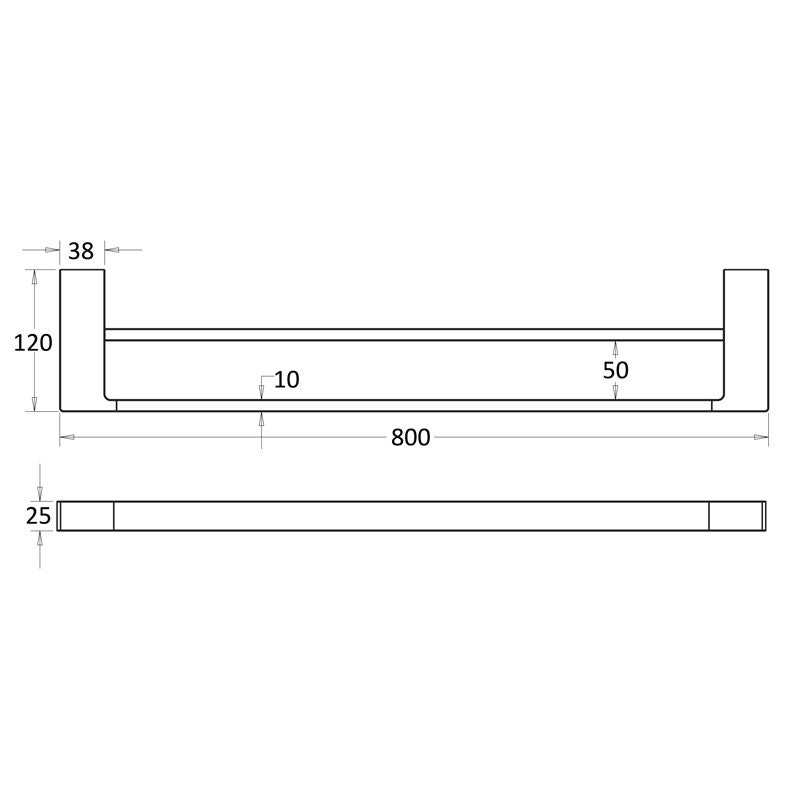 IKON CERAM DOUBLE NON-HEATED TOWEL RAIL CHROME 600MM AND 800MM