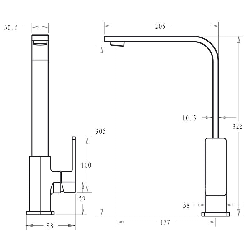 IKON CERAM SINK MIXER 323MM MATTE BLACK